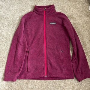 Columbia full zip fleece sweatshirt jacket girls large 14/16 purple pink